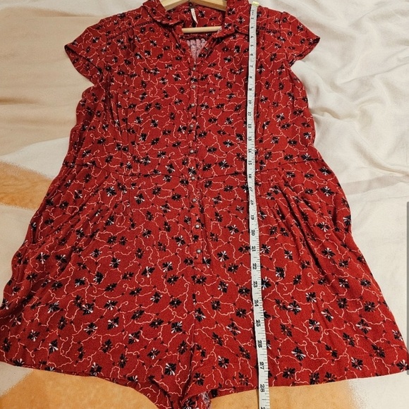 Free People Floral Romper S Red - Picture 8 of 10
